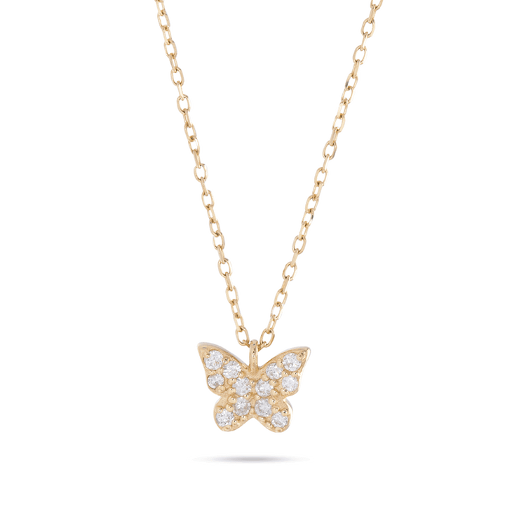 Buy Yellow Chimes Crystal Shiny Butterfly Chain Pendant Necklace Online